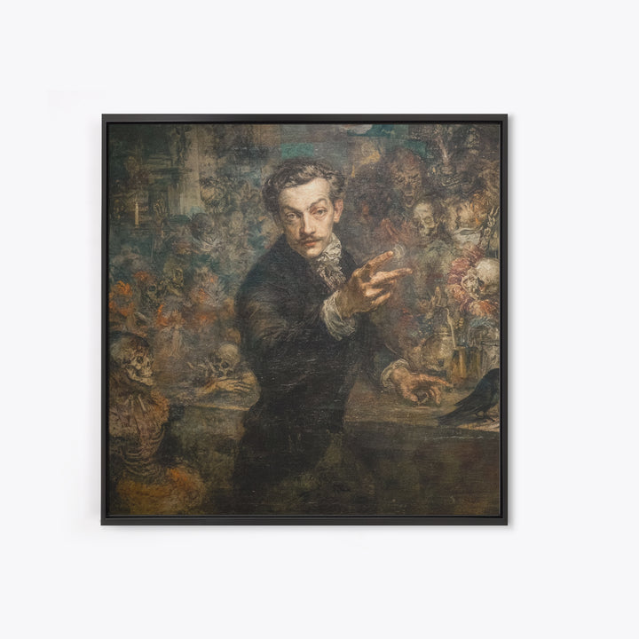 The Haunted Portrait, Grotesque Carnival Art, Square Wall Art, Dark Fantasy Wall Art, Framed Canvas Print, Halloween Wall Art