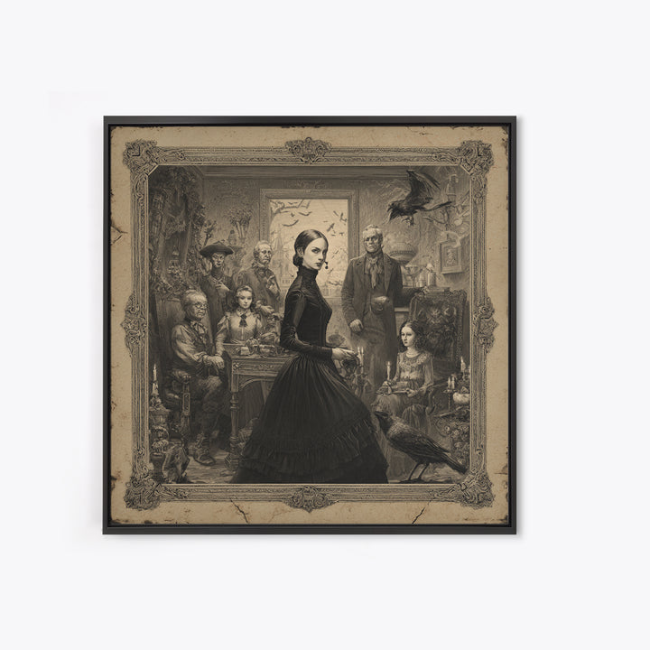 The Haunted Portrait, Victorian Macabre Art, Square Wall Art, Dark Fantasy Wall Art, Canvas Print, Halloween Wall Art, Horror Wall Art