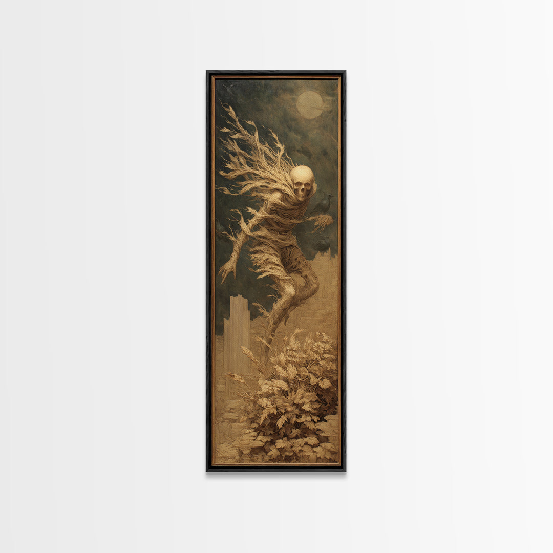 The Haunted Portrait, Surreal Apocalyptic Art, Tall Narrow Wall Art, Dark Halloween Decor, Framed Canvas Print, Halloween Wall Art