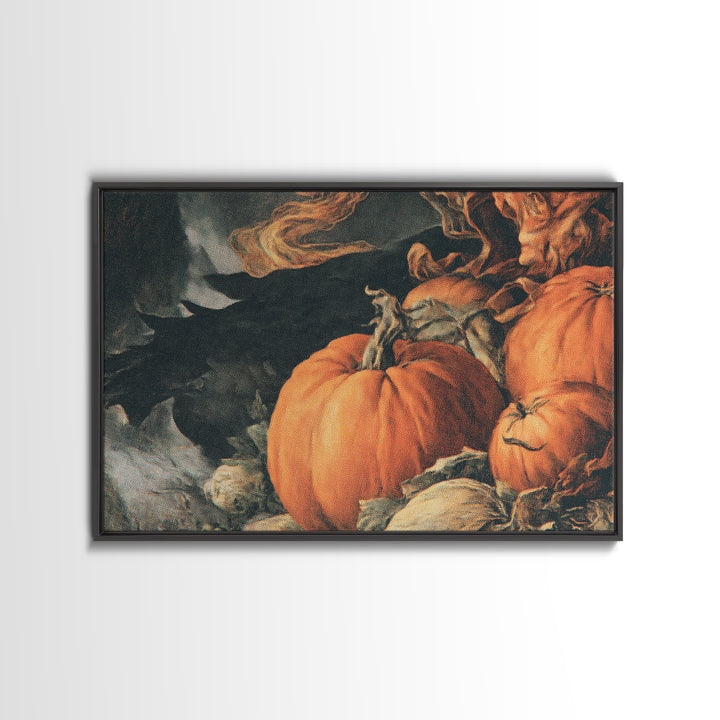 Vintage Orange-And-Black Halloween, Dark Renaissance Art, Landscape Wall Art, Macabre Wall Art, Canvas Print, Halloween Wall Art