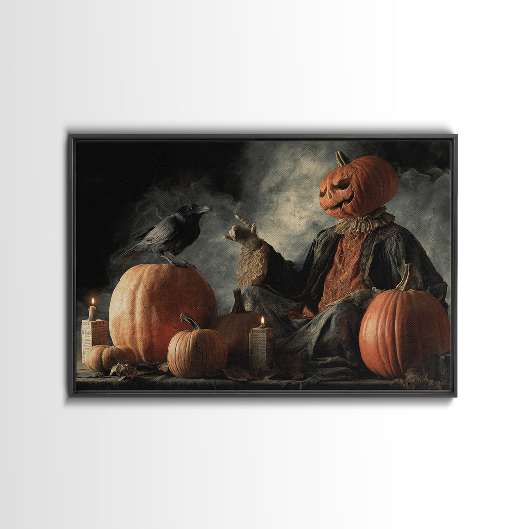 Vintage Orange-And-Black Halloween, Gothic Nightmare Art, Landscape Wall Art, Dark Fantasy Wall Art, Canvas Print, Halloween Wall Art