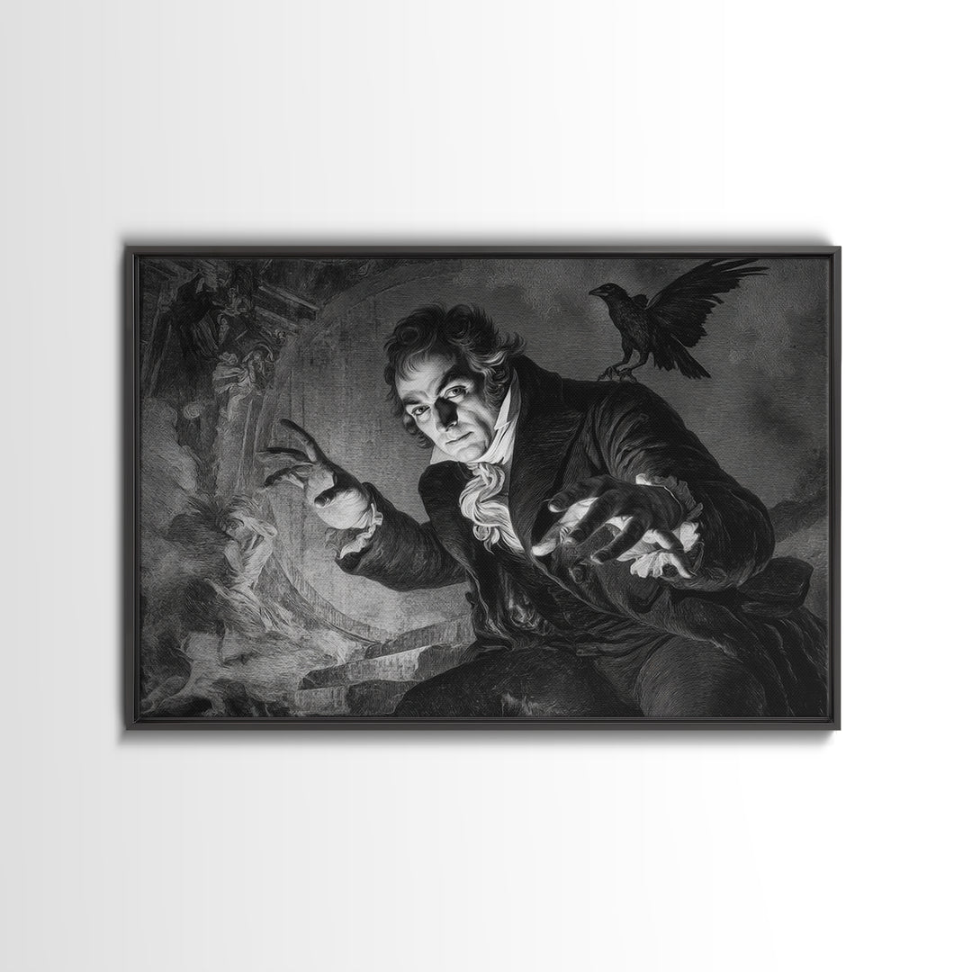 Monochrome Gothic Halloween, Dark Romantic Horror Art, Landscape Wall Art, Macabre Wall Art, Canvas Print, Halloween Wall Art