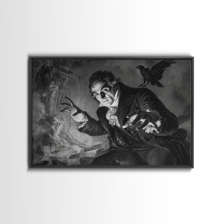Monochrome Gothic Halloween, Dark Romantic Horror Art, Landscape Wall Art, Macabre Wall Art, Canvas Print, Halloween Wall Art