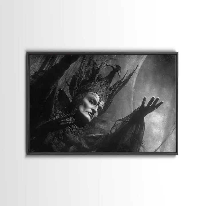 Monochrome Gothic Halloween, Dark Symbolist Art, Landscape Wall Art, Gothic Horror Wall Art, Framed Canvas Print