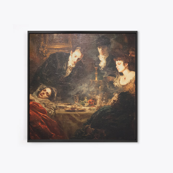 Victorian Mourning Halloween, Gothic Nightmare Art, Square Wall Art, Dark Fantasy Wall Art, Framed Canvas Print, Halloween Wall Art