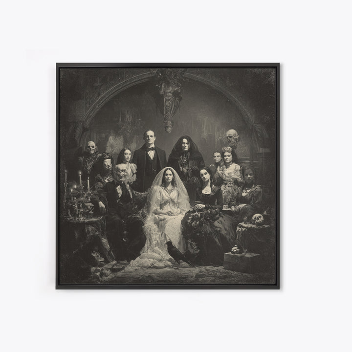 Victorian Mourning Halloween, Biomechanical Horror Art, Square Wall Art, Gothic Horror Wall Art, Framed Canvas Print, Halloween Wall Art
