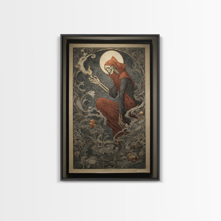 Art Nouveau Witchcraft, Danse Macabre Art, Vertical Wall Art, Dark Fantasy Wall Art, Canvas Print, Halloween Wall Art