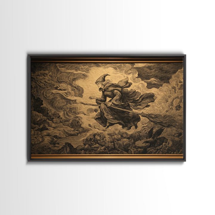 Art Nouveau Witchcraft, Baroque Witchcraft Art, Landscape Wall Art, Gothic Horror Wall Art, Framed Canvas Print, Halloween Wall Art