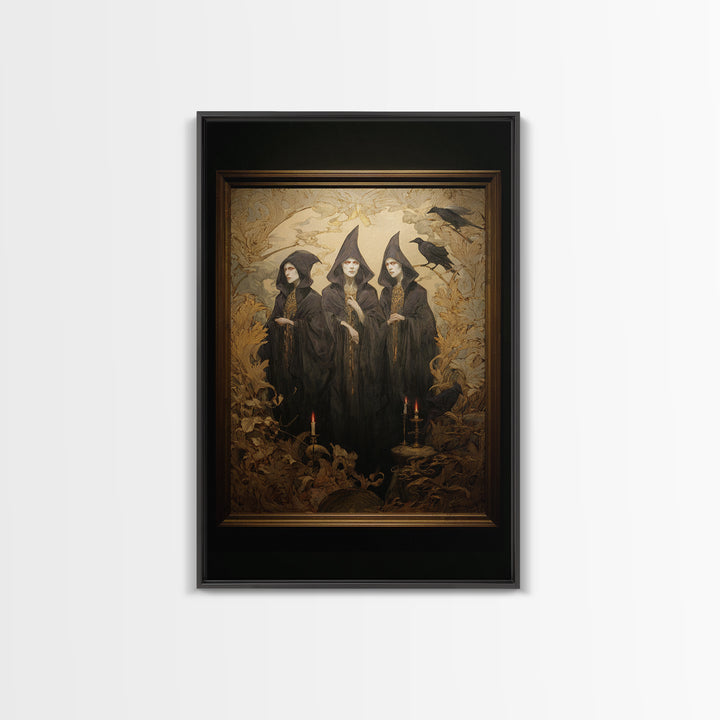 Art Nouveau Witchcraft, Dark Romantic Horror Art, Vertical Wall Art, Macabre Wall Art, Canvas Print, Halloween Wall Art