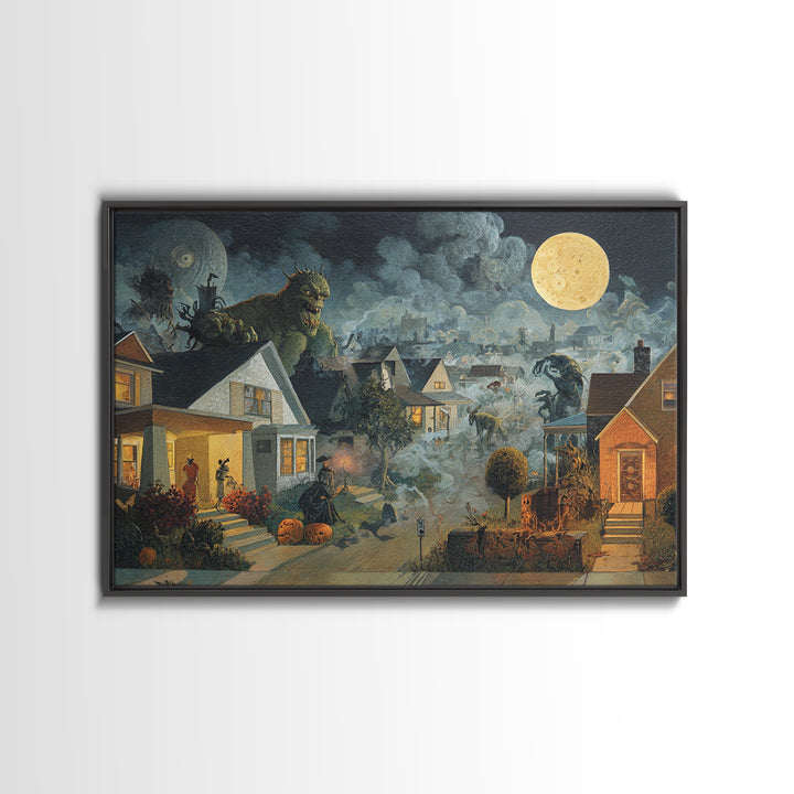 1950s Halloween Nostalgia, Medieval Grotesque Art, Landscape Wall Art, Gothic Horror Wall Art, Canvas Print, Halloween Wall Art