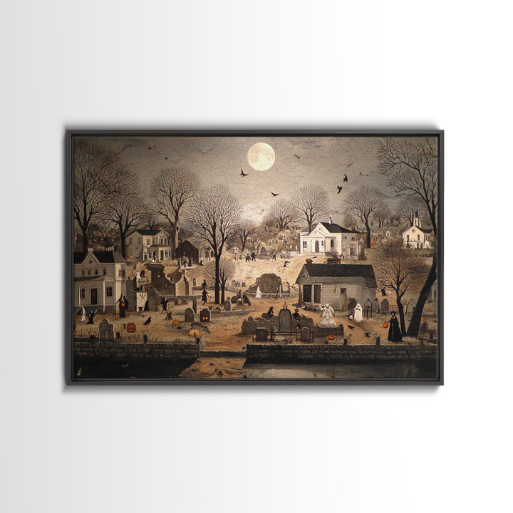 1950s Halloween Nostalgia, Romantic Gothic Landscape, Landscape Wall Art, Dark Halloween Decor, Canvas Print, Halloween Wall Art