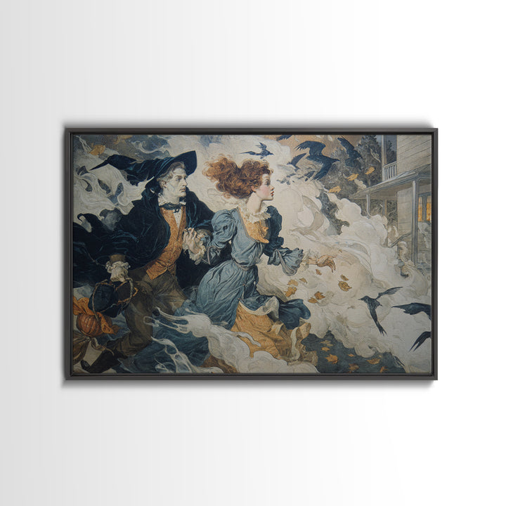1950s Halloween Nostalgia, Decadent Gothic Art, Landscape Wall Art, Dark Fantasy Wall Art, Framed Canvas Print, Halloween Wall Art