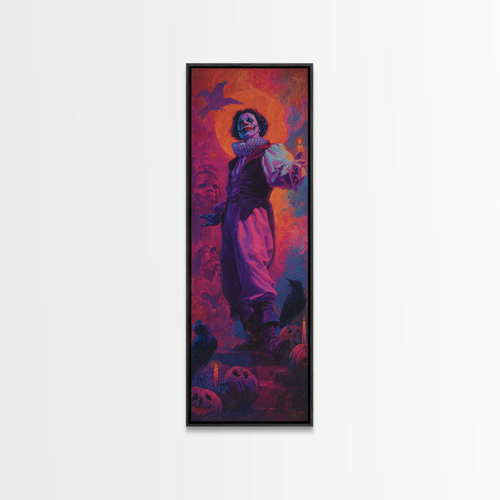 1980s Neon Horror, Gothic Nightmare Art, Tall Narrow Wall Art, Gothic Horror Wall Art, Framed Canvas Print, Halloween Wall Art