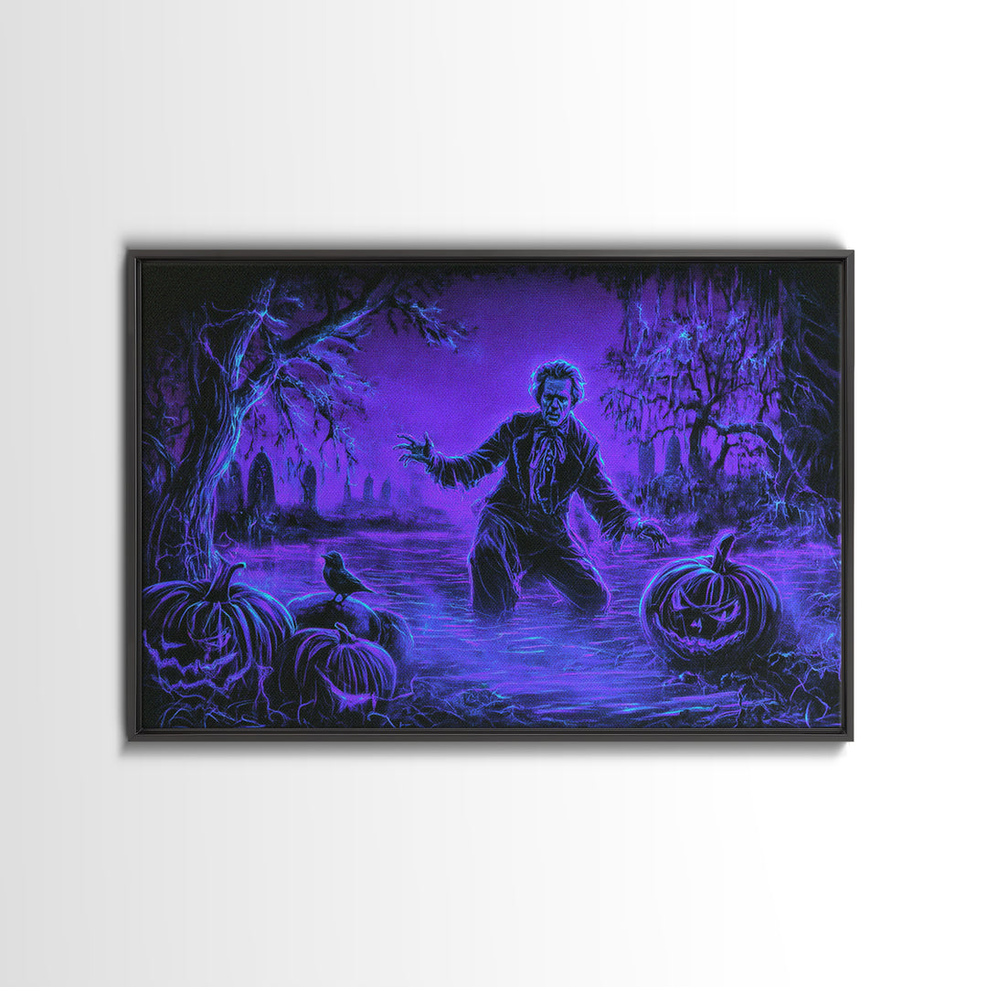 1980s Neon Horror, Symbolist Gothic Landscape, Landscape Wall Art, Macabre Wall Art, Canvas Print, Halloween Wall Art