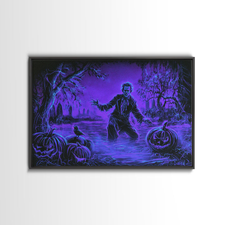 1980s Neon Horror, Symbolist Gothic Landscape, Landscape Wall Art, Macabre Wall Art, Canvas Print, Halloween Wall Art