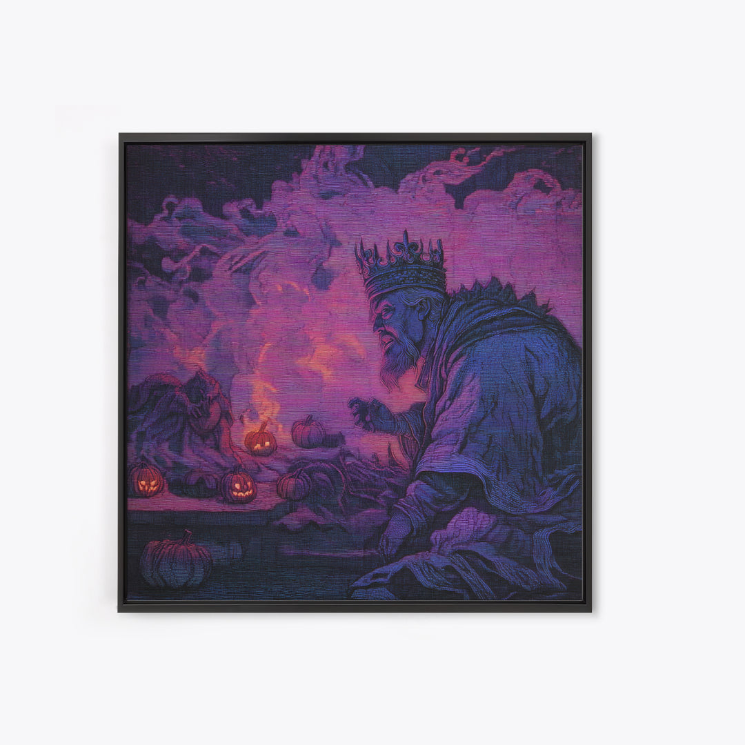 1980s Neon Horror, Dark Symbolist Art, Square Wall Art, Dark Halloween Decor, Canvas Print, Halloween Wall Art