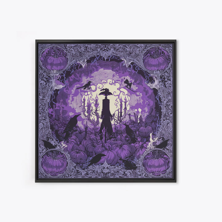 1980s Neon Horror, Decadent Line Art, Square Wall Art, Dark Halloween Decor, Canvas Print, Halloween Wall Art