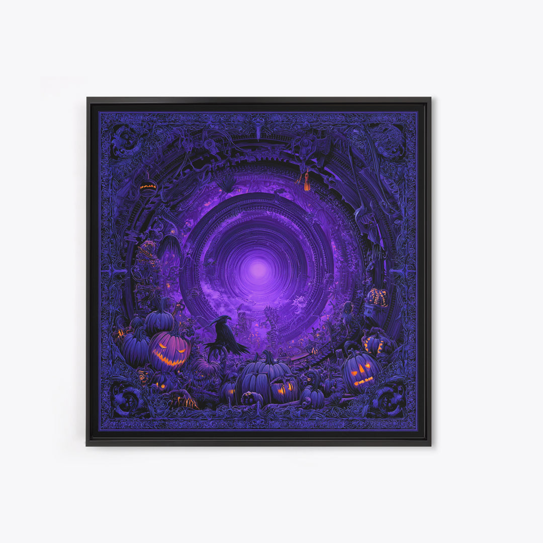 1980s Neon Horror, Biomechanical Horror Art, Square Wall Art, Dark Fantasy Wall Art, Canvas Print, Halloween Wall Art, Seasonal Home Decor
