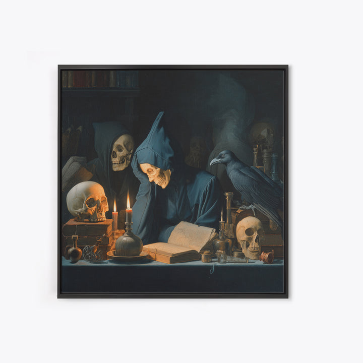 Dark Academia Halloween, Danse Macabre Art, Square Wall Art, Gothic Horror Wall Art, Framed Canvas Print