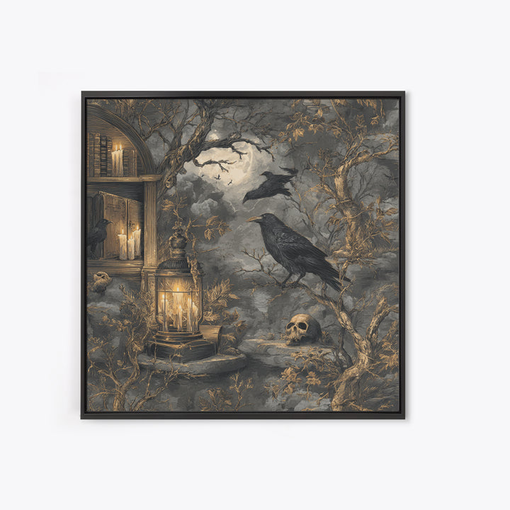 Dark Academia Halloween, Baroque Witchcraft Art, Square Wall Art, Dark Fantasy Wall Art, Framed Canvas Print, Halloween Wall Art