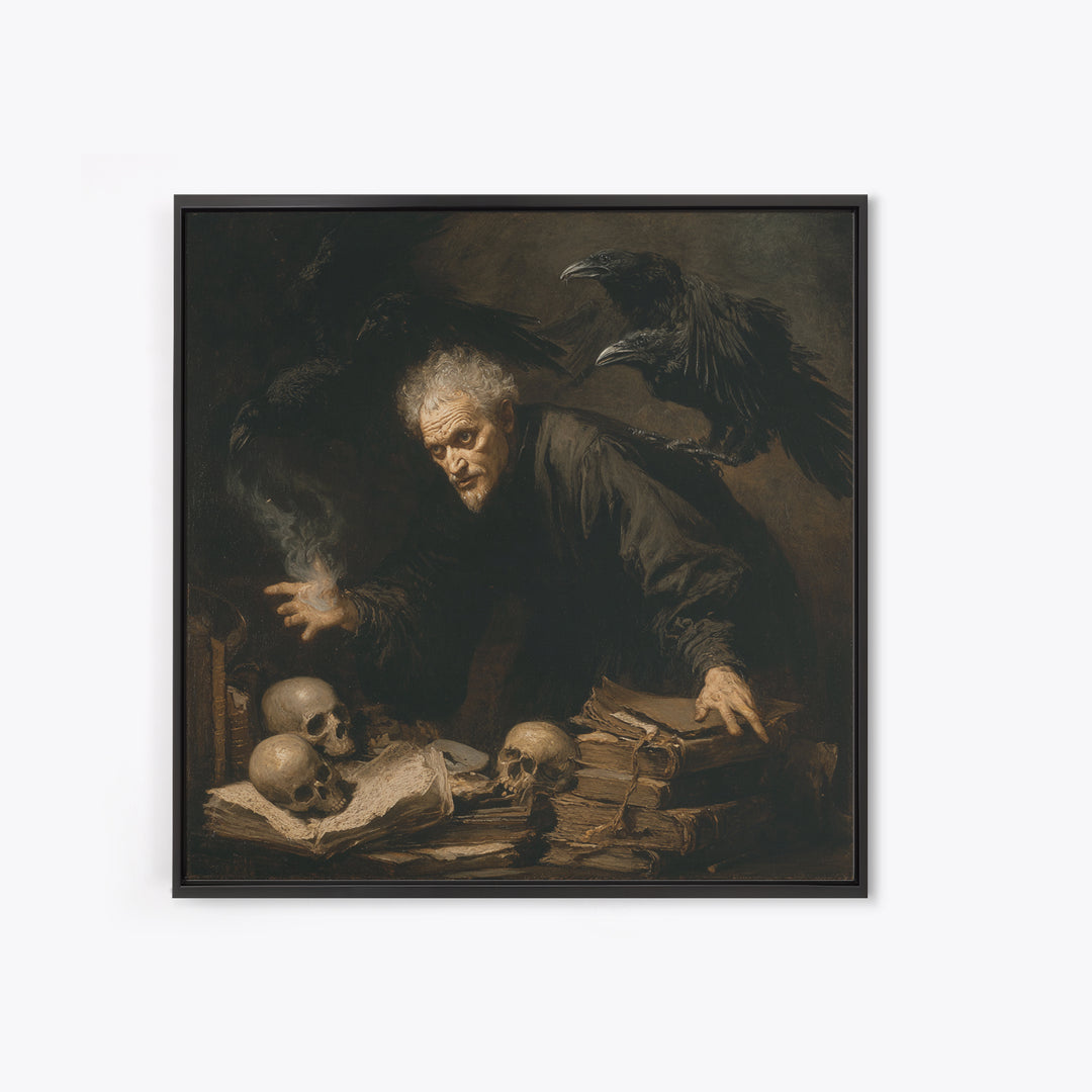 Dark Academia Halloween, Dark Romantic Horror Art, Square Wall Art, Dark Fantasy Wall Art, Canvas Print, Halloween Wall Art