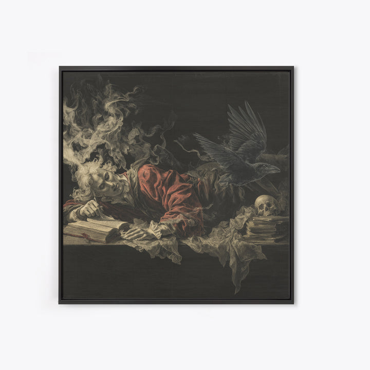 Dark Academia Halloween, Gothic Nightmare Art, Square Wall Art, Dark Fantasy Wall Art, Framed Canvas Print, Halloween Wall Art