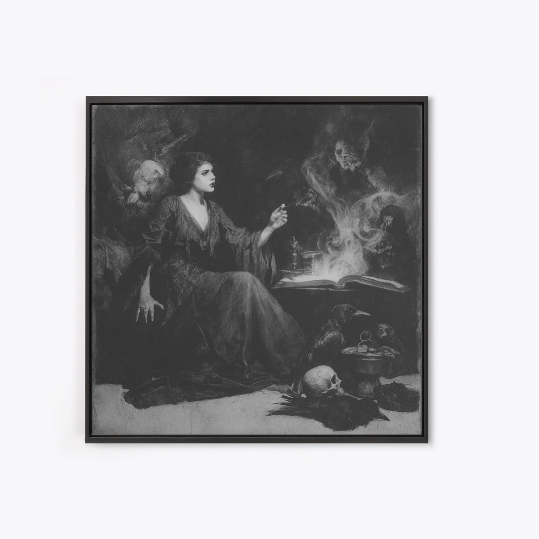 Dark Academia Halloween, Symbolist Dream Art, Square Wall Art, Dark Halloween Decor, Canvas Print, Halloween Wall Art