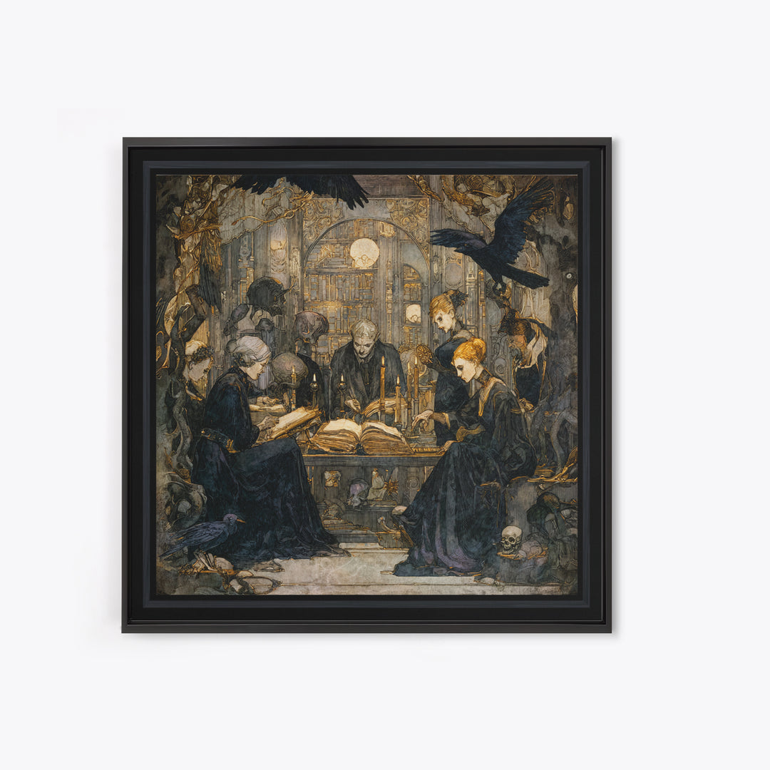Dark Academia Halloween, Dark Symbolist Art, Square Wall Art, Dark Fantasy Wall Art, Framed Canvas Print, Halloween Wall Art