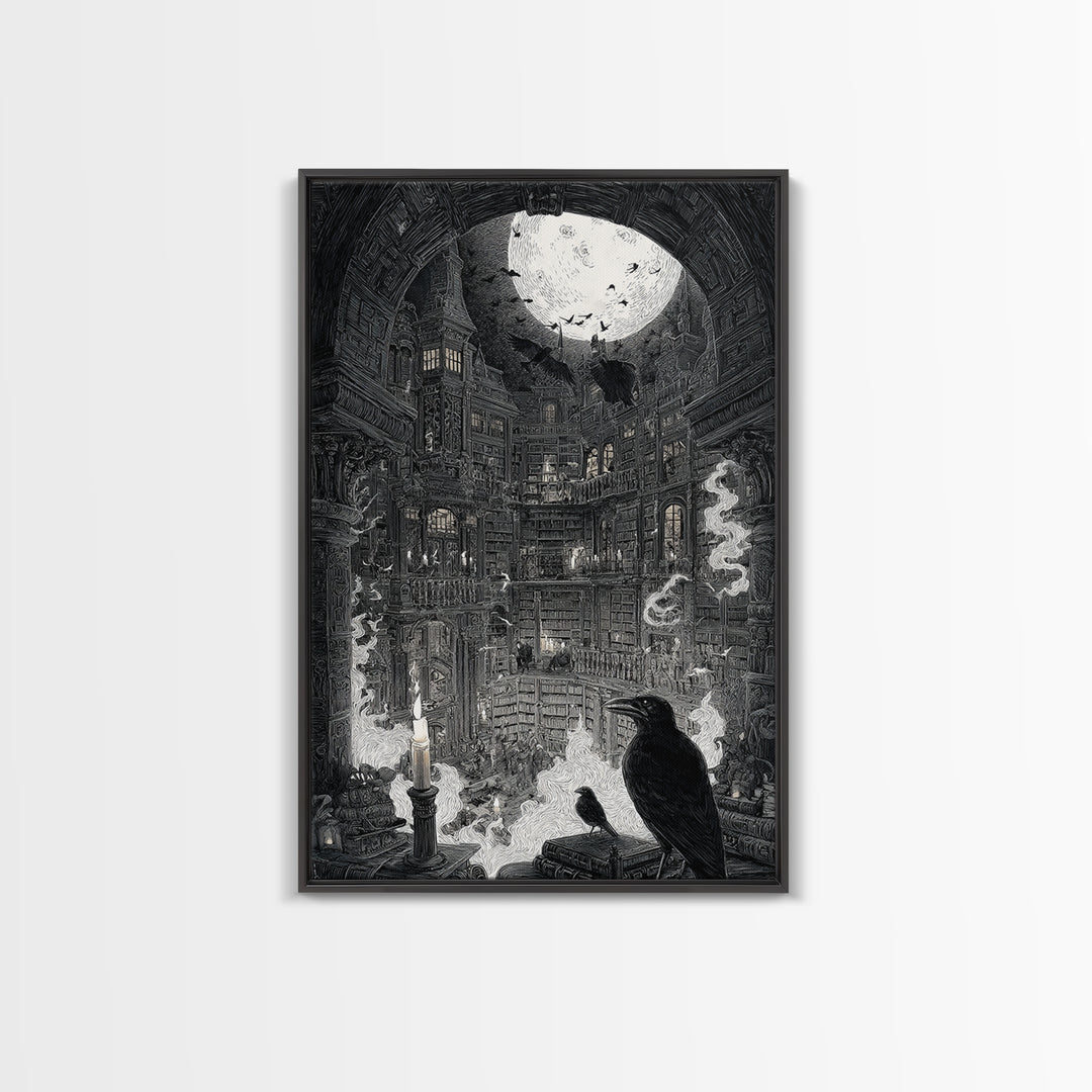 Dark Academia Halloween, Victorian Macabre Art, Vertical Wall Art, Dark Halloween Decor, Framed Canvas Print, Halloween Wall Art
