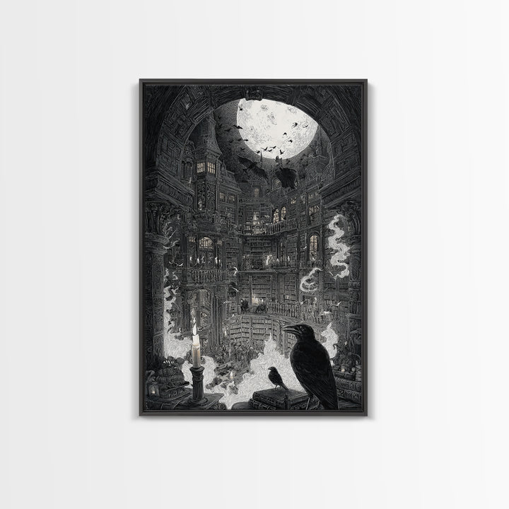 Dark Academia Halloween, Victorian Macabre Art, Vertical Wall Art, Dark Halloween Decor, Framed Canvas Print, Halloween Wall Art