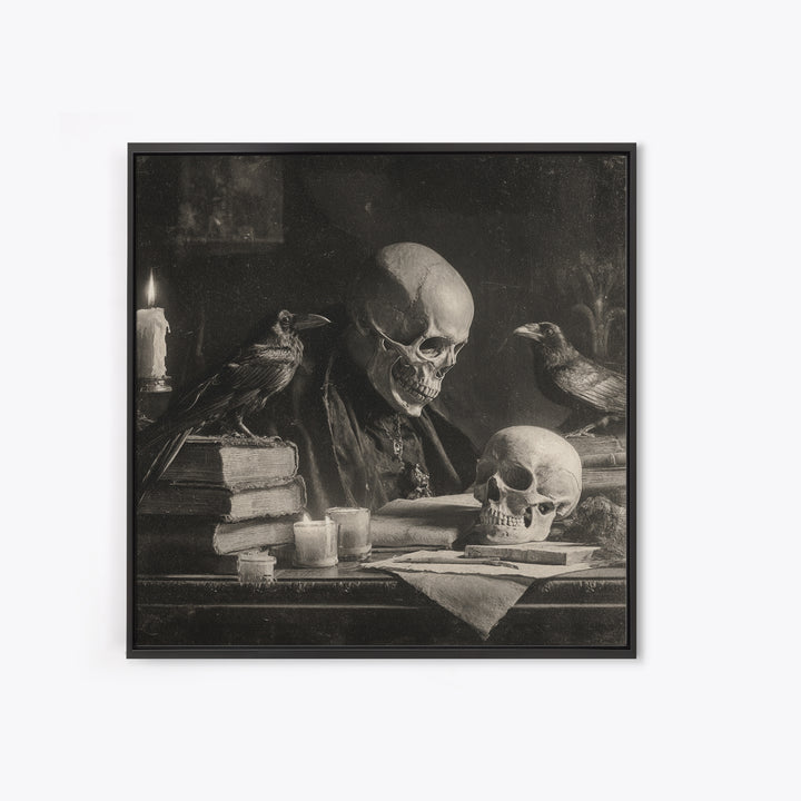 Dark Academia Halloween, Biomechanical Horror Art, Square Wall Art, Dark Fantasy Wall Art, Framed Canvas Print, Halloween Wall Art