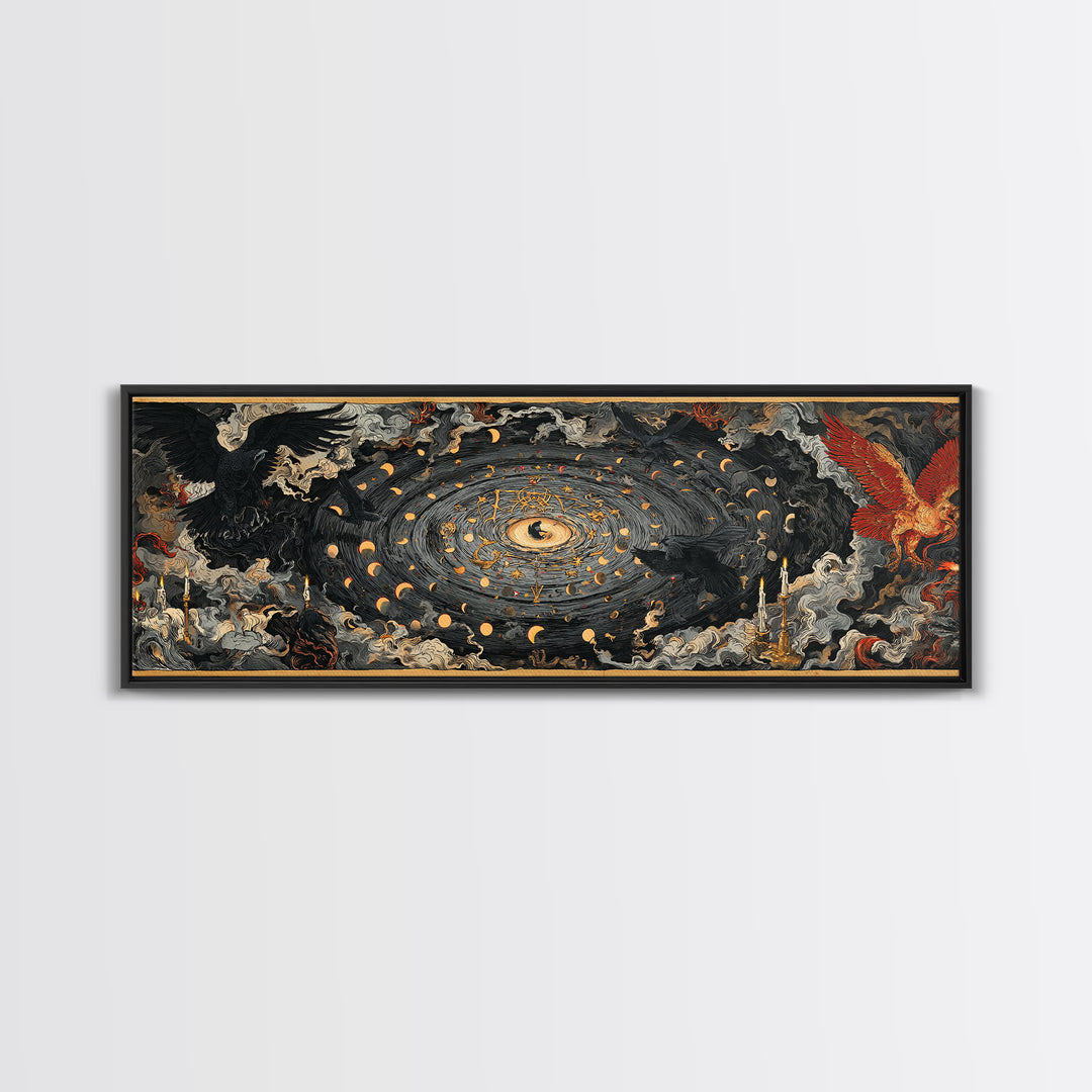 Celestial Witchcraft, Visionary Gothic Art, Extra Wide Wall Art, Gothic Horror Wall Art, Framed Canvas Print, Halloween Wall Art