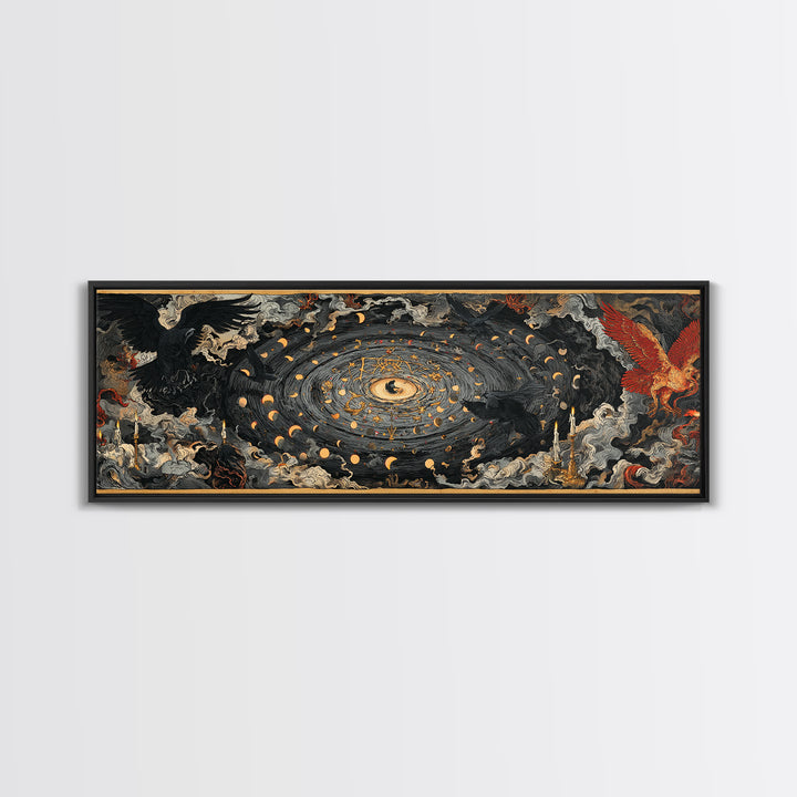 Celestial Witchcraft, Visionary Gothic Art, Extra Wide Wall Art, Gothic Horror Wall Art, Framed Canvas Print, Halloween Wall Art