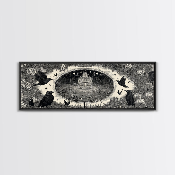 Celestial Witchcraft, Victorian Macabre Art, Extra Wide Wall Art, Macabre Wall Art, Canvas Print, Halloween Wall Art, Halloween Decor