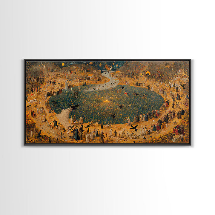 Occult Harvest Festival, Northern Renaissance Horror, Wide Panoramic Art, Macabre Wall Art, Canvas Print, Halloween Wall Art