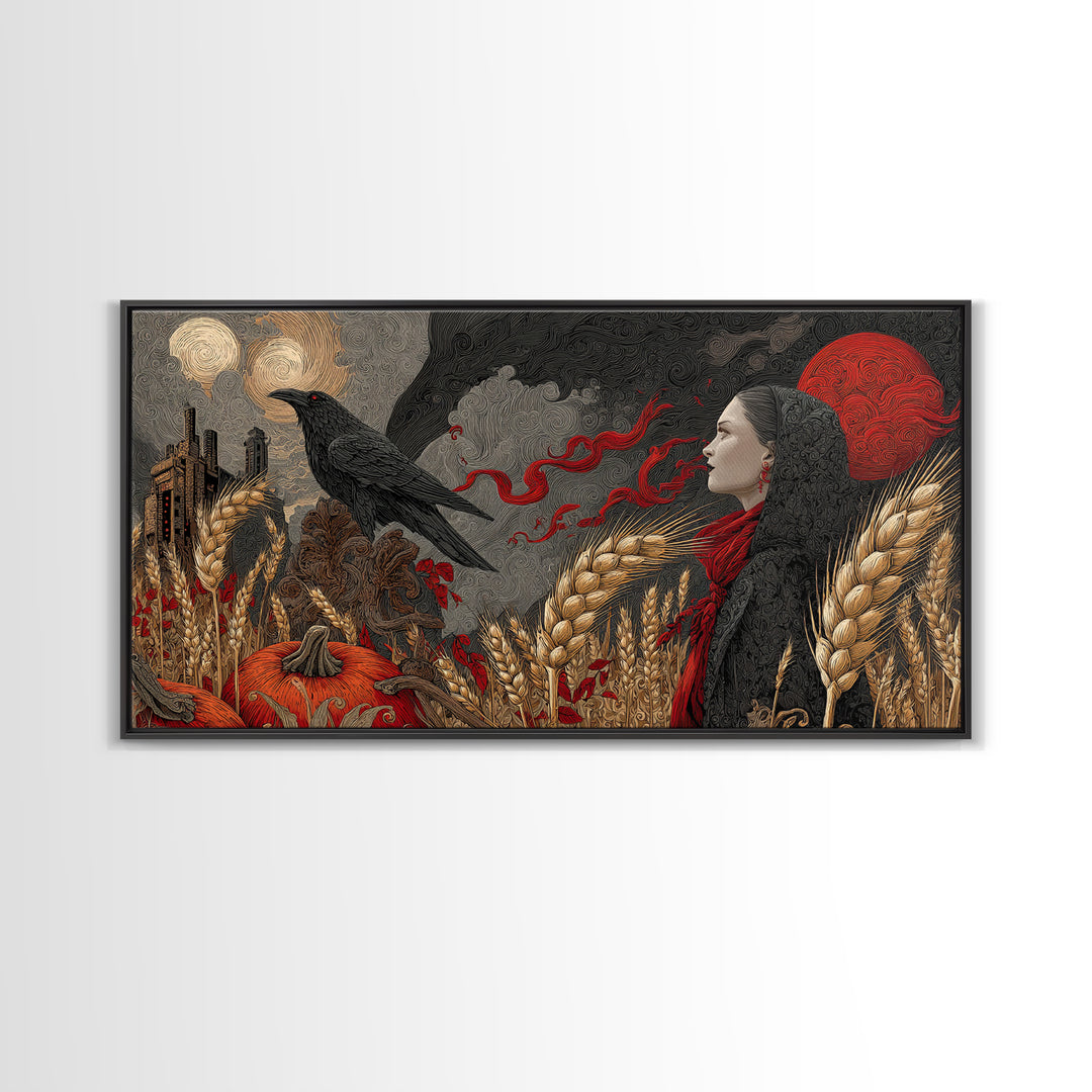 Occult Harvest Festival, Apocalyptic Romantic Art, Wide Panoramic Art, Gothic Horror Wall Art, Canvas Print, Halloween Wall Art