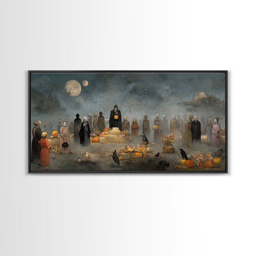 Occult Harvest Festival, Symbolist Dream Art, Wide Panoramic Art, Gothic Horror Wall Art, Canvas Print, Halloween Wall Art