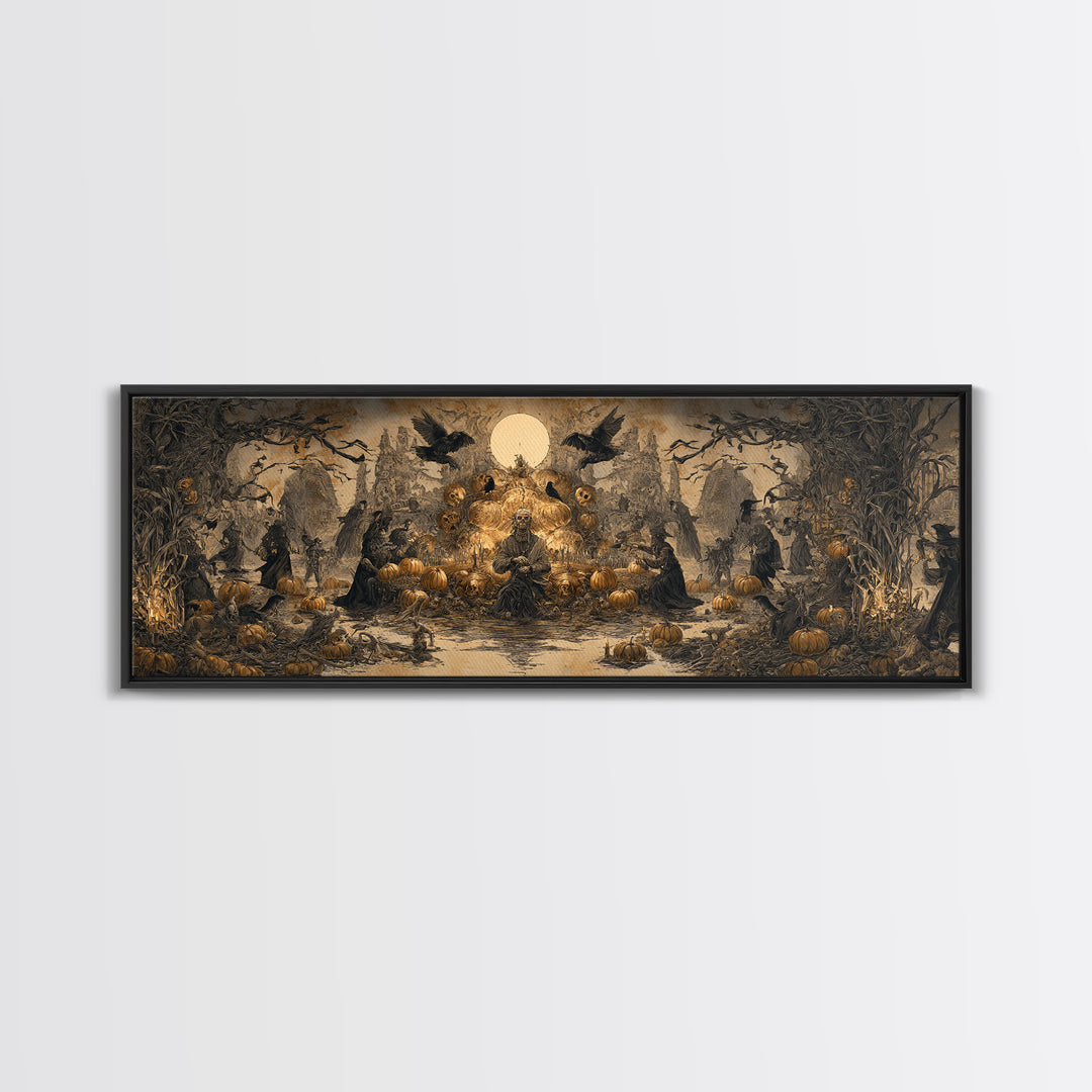 Occult Harvest Festival, Surreal Apocalyptic Art, Extra Wide Wall Art, Dark Fantasy Wall Art, Canvas Print, Halloween Wall Art