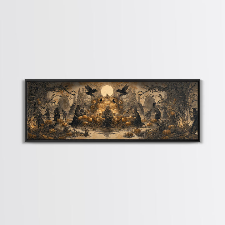 Occult Harvest Festival, Surreal Apocalyptic Art, Extra Wide Wall Art, Dark Fantasy Wall Art, Canvas Print, Halloween Wall Art