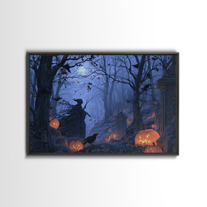 Enchanted Woodland Halloween, Romantic Gothic Landscape, Landscape Wall Art, Gothic Horror Wall Art, Framed Canvas Print