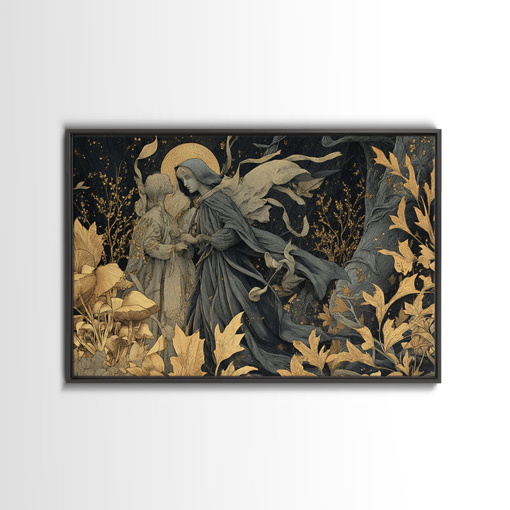 Enchanted Woodland Halloween, Symbolist Death Art, Landscape Wall Art, Dark Halloween Decor, Canvas Print, Halloween Wall Art
