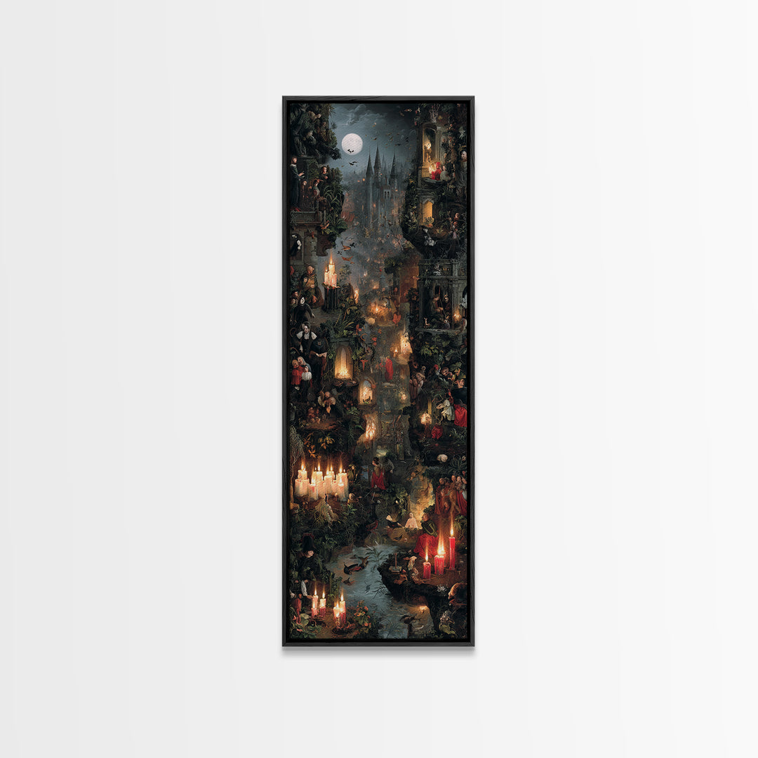 Gothic Romance, Medieval Grotesque Art, Tall Narrow Wall Art, Dark Fantasy Wall Art, Canvas Print, Halloween Wall Art