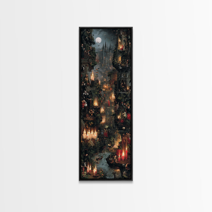 Gothic Romance, Medieval Grotesque Art, Tall Narrow Wall Art, Dark Fantasy Wall Art, Canvas Print, Halloween Wall Art