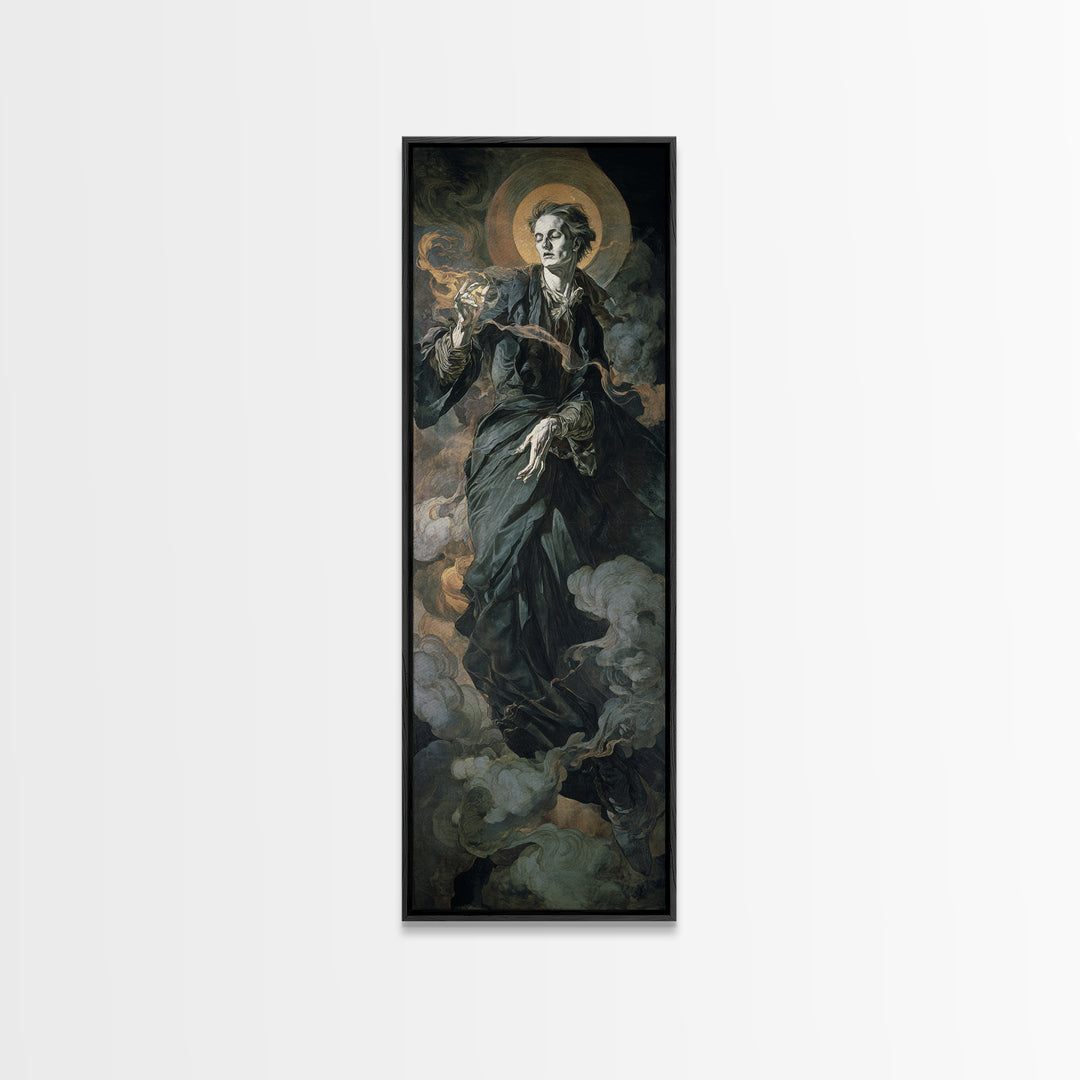 Gothic Romance, Dark Renaissance Art, Tall Narrow Wall Art, Macabre Wall Art, Framed Canvas Print, Halloween Wall Art