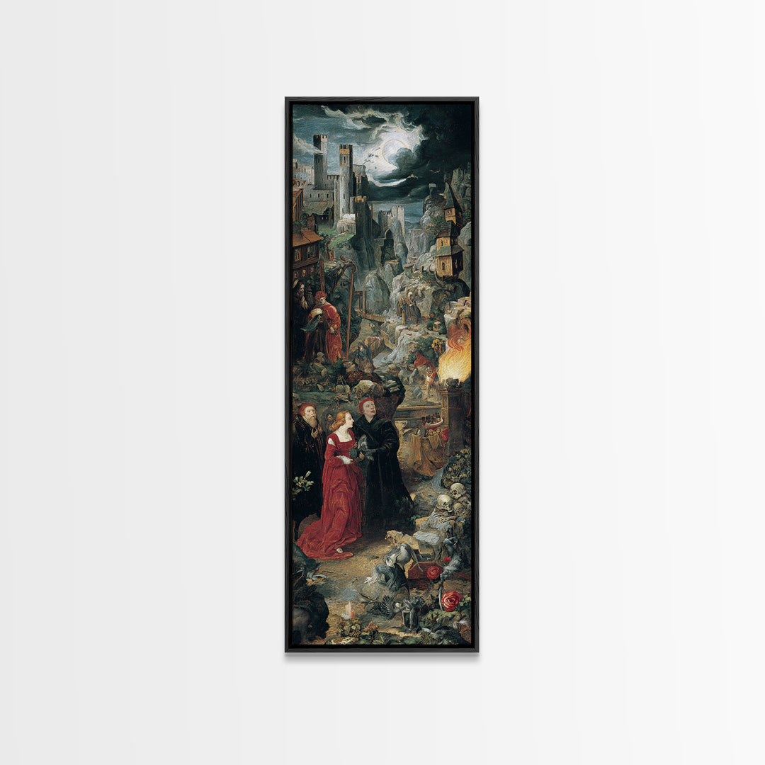 Gothic Romance, Danse Macabre Art, Tall Narrow Wall Art, Gothic Horror Wall Art, Framed Canvas Print, Halloween Wall Art