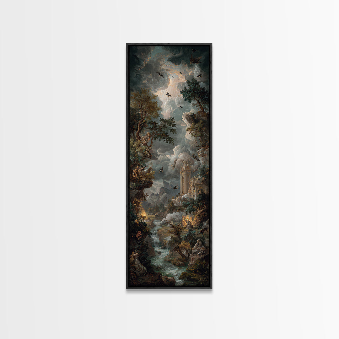 Gothic Romance, Baroque Witchcraft Art, Tall Narrow Wall Art, Macabre Wall Art, Canvas Print, Halloween Wall Art, Spooky Wall Decor