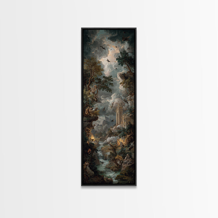 Gothic Romance, Baroque Witchcraft Art, Tall Narrow Wall Art, Macabre Wall Art, Canvas Print, Halloween Wall Art, Spooky Wall Decor