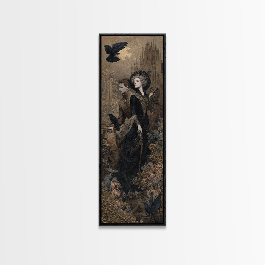 Gothic Romance, Ornate Symbolist Art, Tall Narrow Wall Art, Gothic Horror Wall Art, Canvas Print, Halloween Wall Art