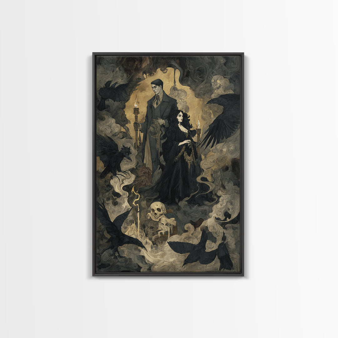 Gothic Romance, Dark Symbolist Art, Vertical Wall Art, Dark Halloween Decor, Canvas Print, Halloween Wall Art, Gothic Home Decor