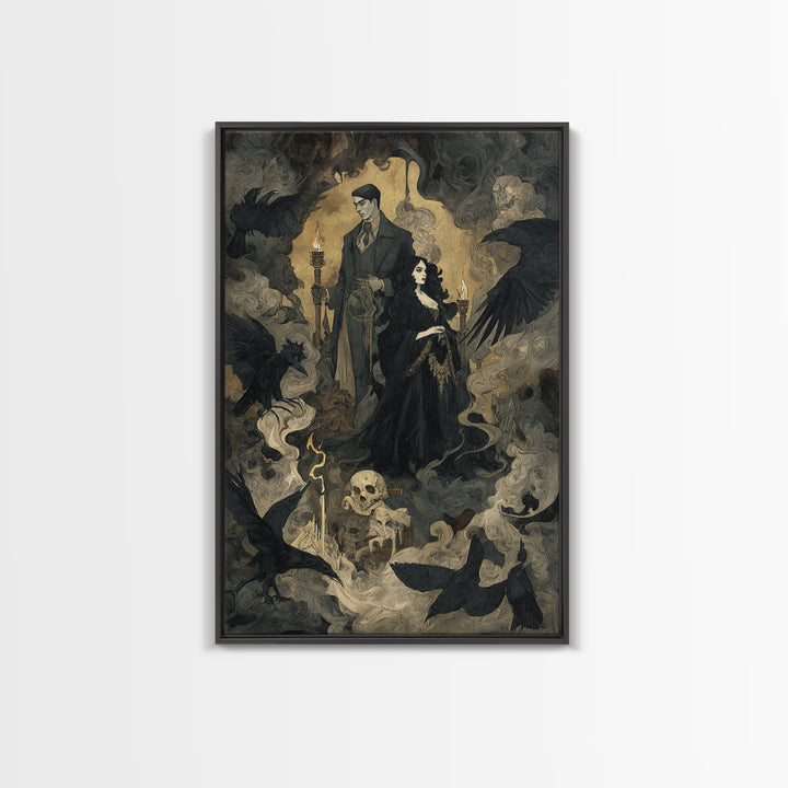 Gothic Romance, Dark Symbolist Art, Vertical Wall Art, Dark Halloween Decor, Canvas Print, Halloween Wall Art, Gothic Home Decor